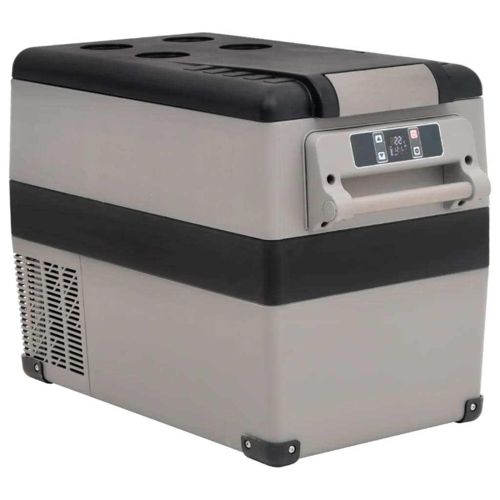 vidaXL Nevera con asa PP y PE negro y gris nevera portátil Capacidad 35 L, 45 L
