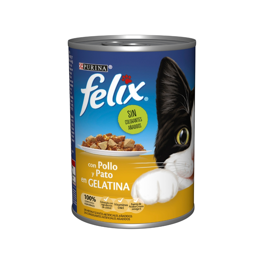 FELIX Original en Gelatina (400 gr) - Alimento Húmedo Completo para Gatos Adultos (Pollo y Pato)