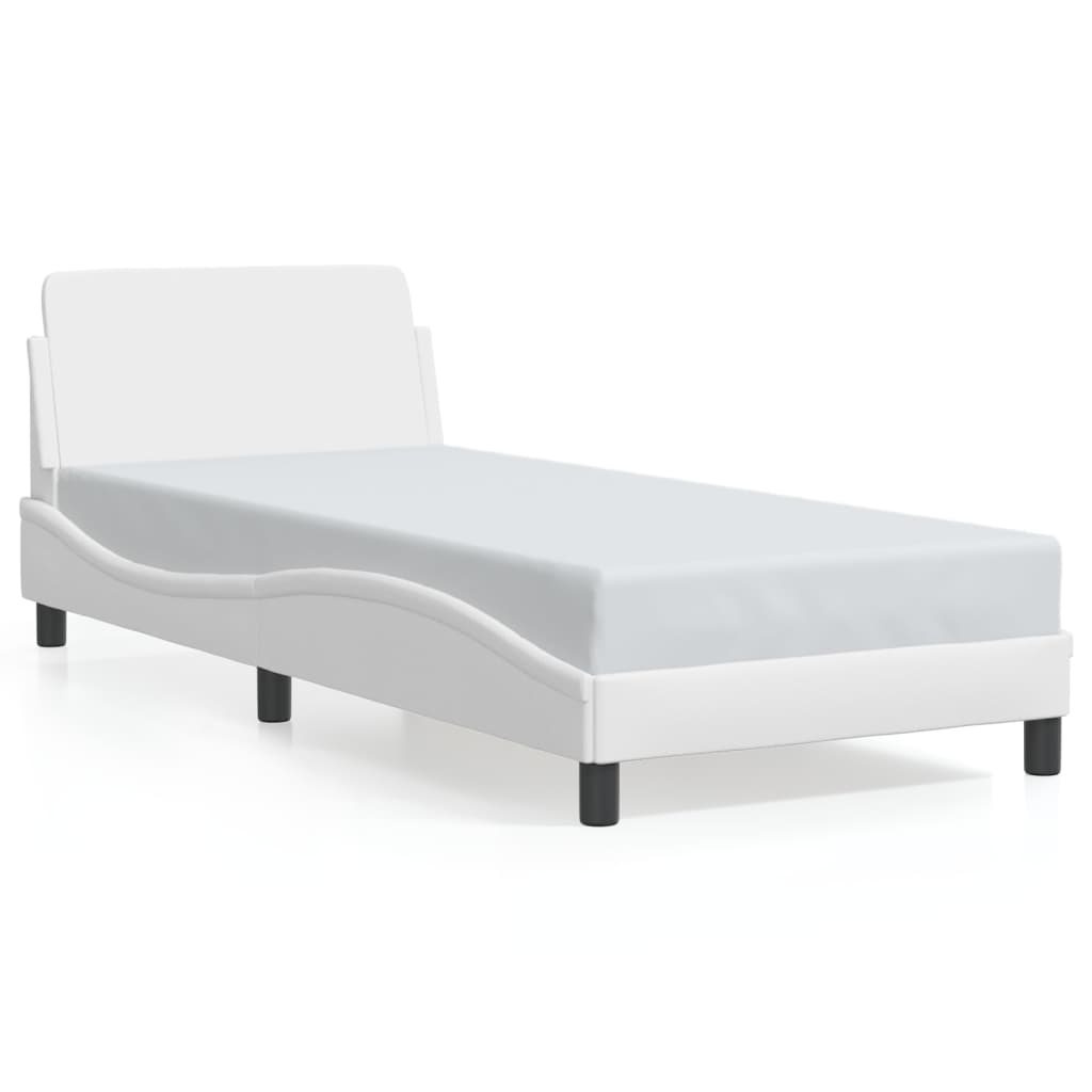 vidaXL Estructura de cama Dover cuero sintético blanco 90x200 cm
