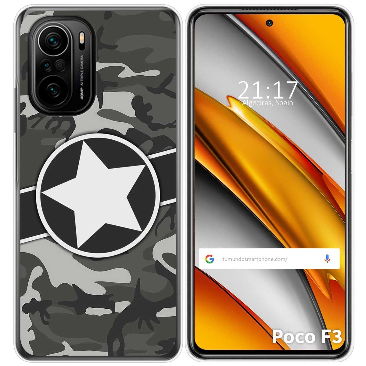 Tumundosmartphone Funda Gel Tpu para Xiaomi POCO F3 5G / Mi 11i 5G diseño Camuflaje 02 Dibujos