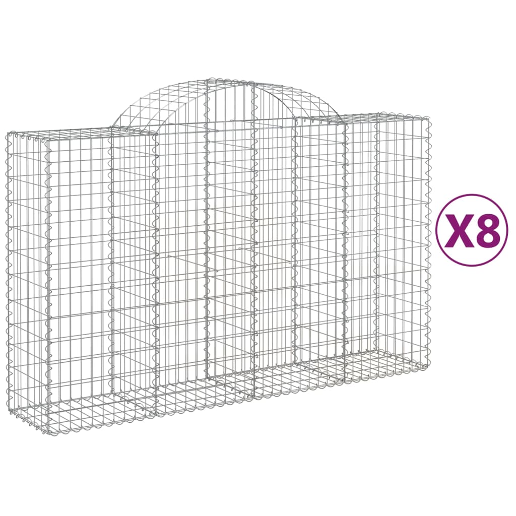 Vidaxl Cestas Gaviones Forma de Arco Hierro 200x30x60/80cm