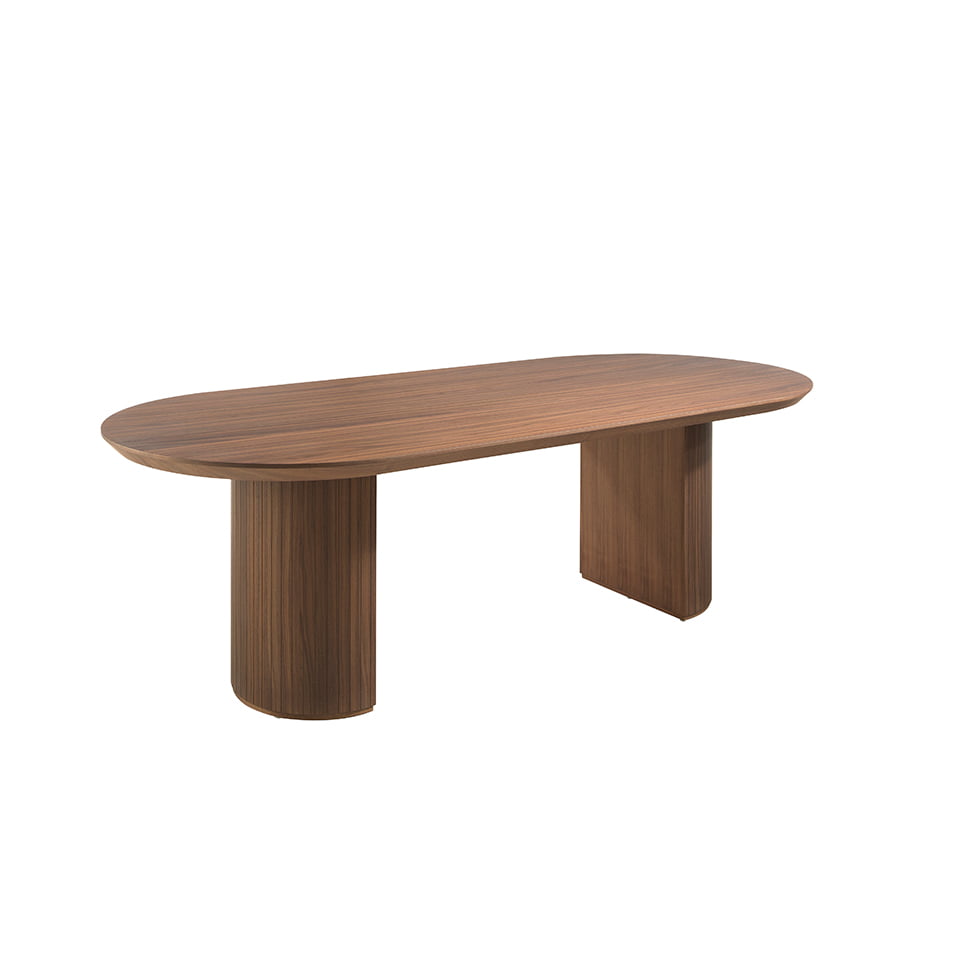 ANGEL CERDÁ 1104C Mesa comedor en madera nogal , Nogal , Chapa Nogal , Ø240 x 105 x 75 cm.