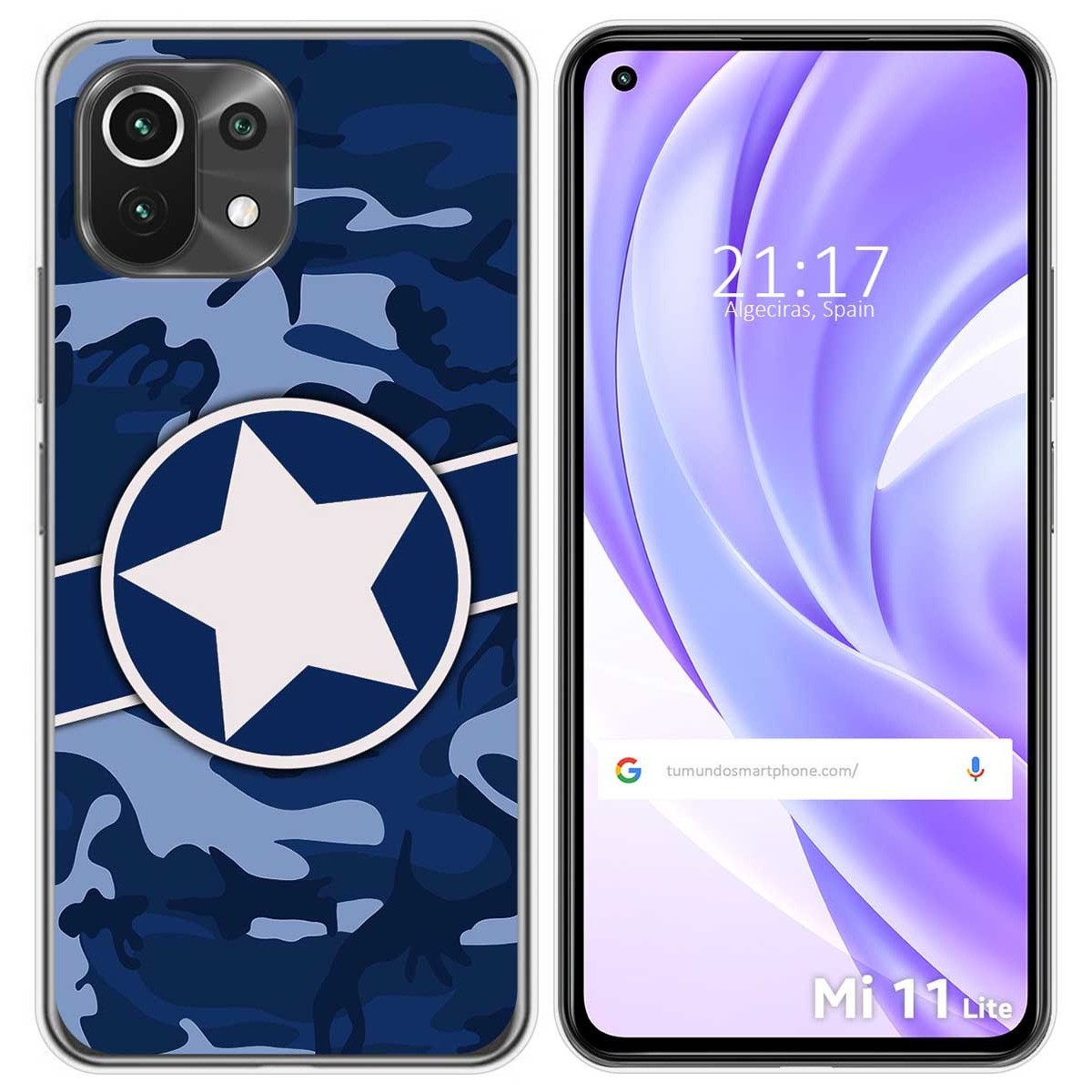 Tumundosmartphone Funda Gel Tpu para Xiaomi Mi 11 Lite 4G / 5G / 5G NE diseño Camuflaje 03 Dibujos