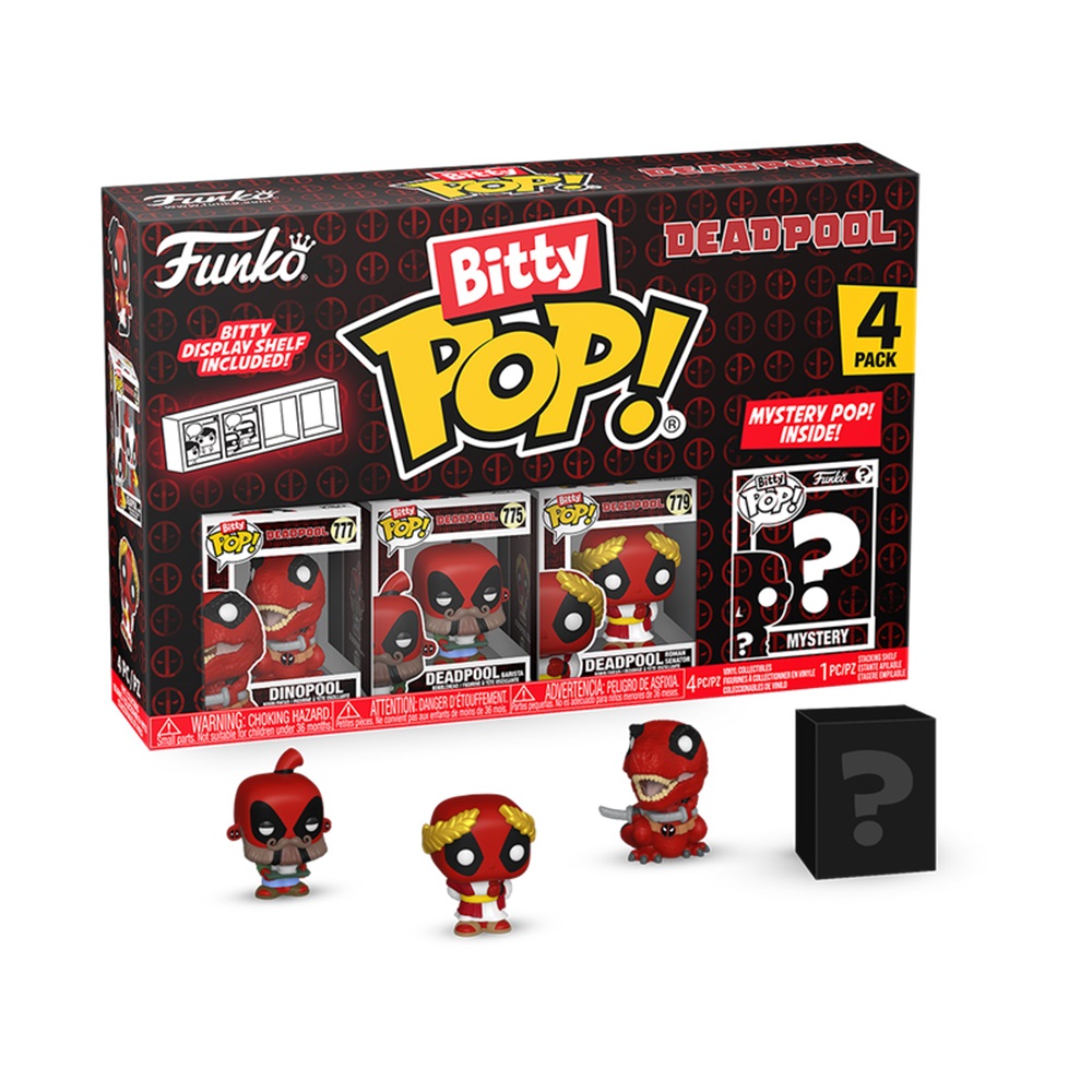 FUNKO BITTY POP! MARVEL - DINOPOOL, DEADPOOL BARISTA, DEADPOOL SENADOR ROMANO Y ¿?, 84961, FIGURA DE 2 CM, COLECCIONABLE, VINILO, ENVÍO URGENTE 24-48 HORAS PENÍNSULA, TIENDA CON LICENCIA OFICIAL, DISNEY, SUPERHÉROE, TRAJE ROJO, JUGUETES, MUÑECOS, CABEZÓN