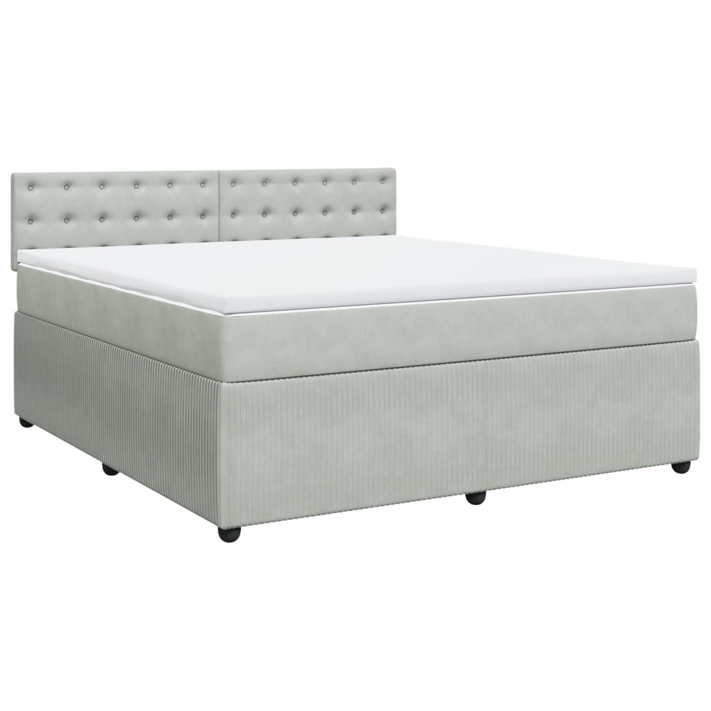 vidaXL Cama box spring con colchón terciopelo gris claro 180x200 cm