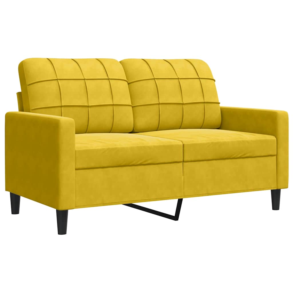 vidaXL Sofá de 2 plazas terciopelo amarillo 120 cm