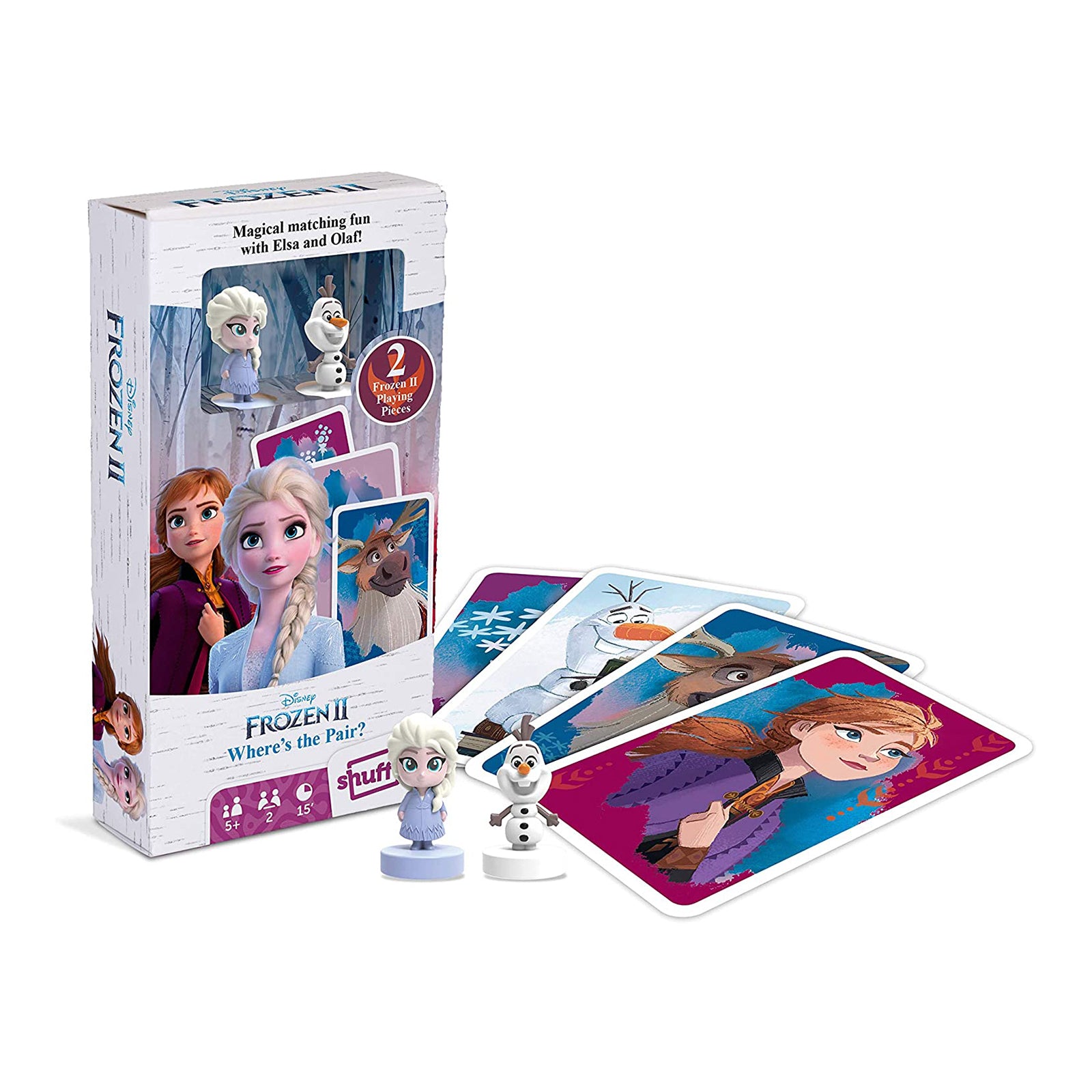 Shuffle Fun Frozen II -Juego de Cartas Infantil Busca la Pareja con Figuras de Elsa y Olaf