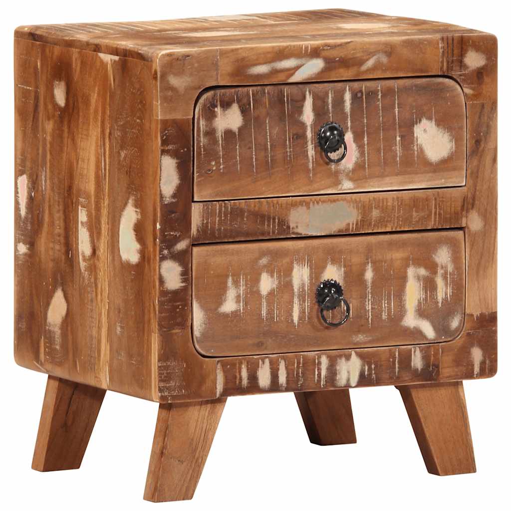 vidaXL Mesita de noche de 40x32x46 cm en material Madera maciza de mango rugosa/madera maciza reciclada | estructura resistente ideal para salón dormitorio o estudio