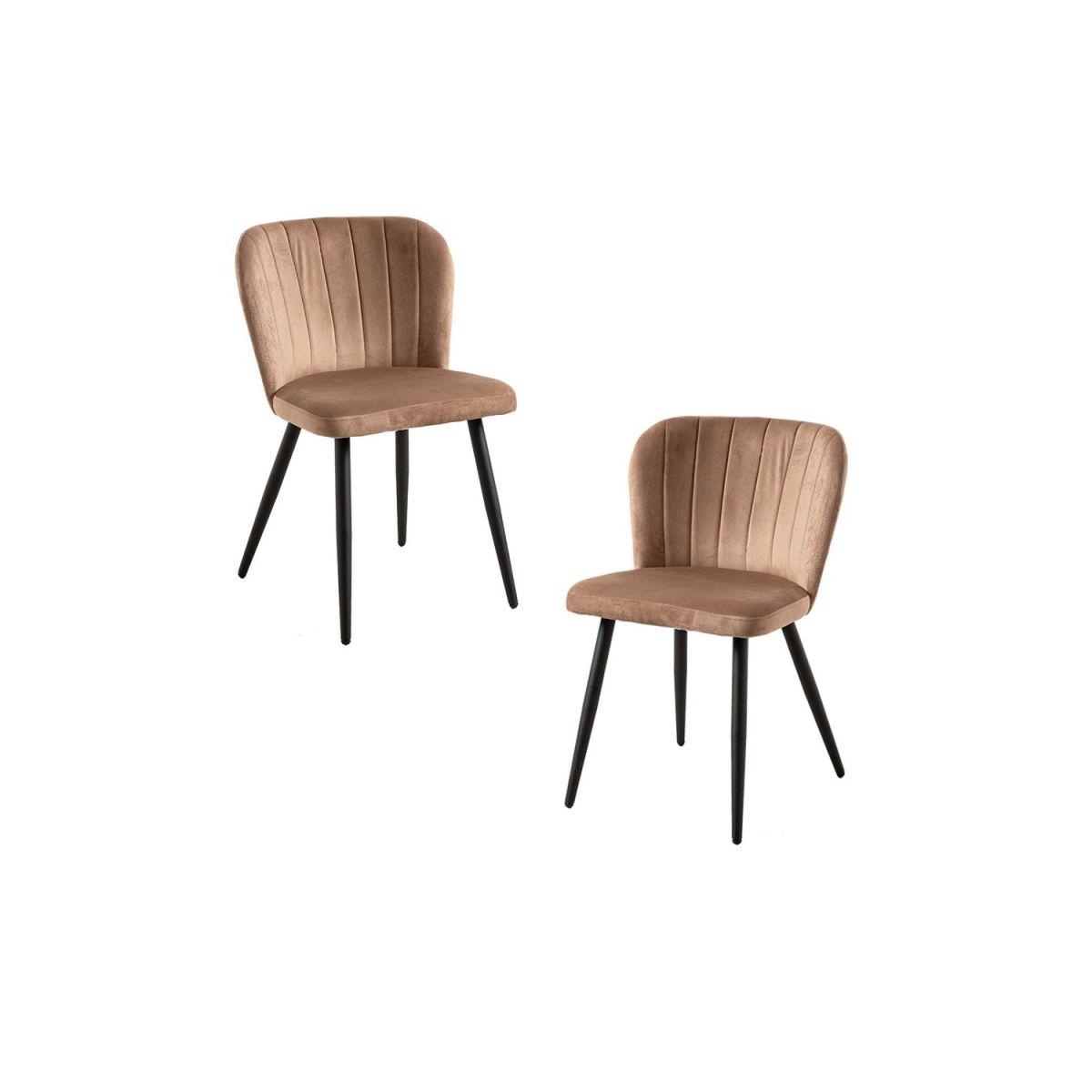 Regalos Miguel - Packs Sillas Comedor - Pack 2 Sillas Luk Terciopelo - Marrón claro