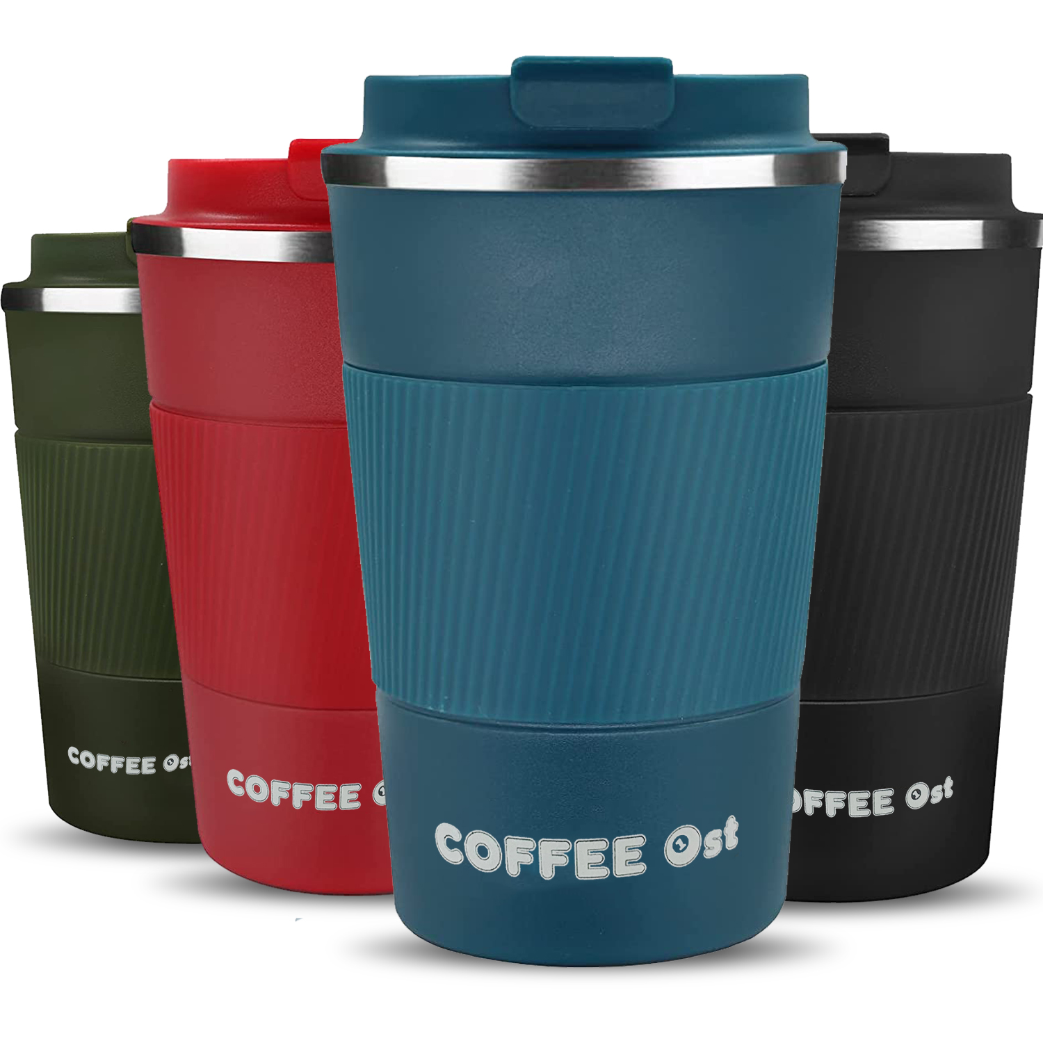 CALA VERDE - Termo café 380ml, vaso termo café, vaso con tapa para llevar, vaso café reutilizable, taza termo café con tapa