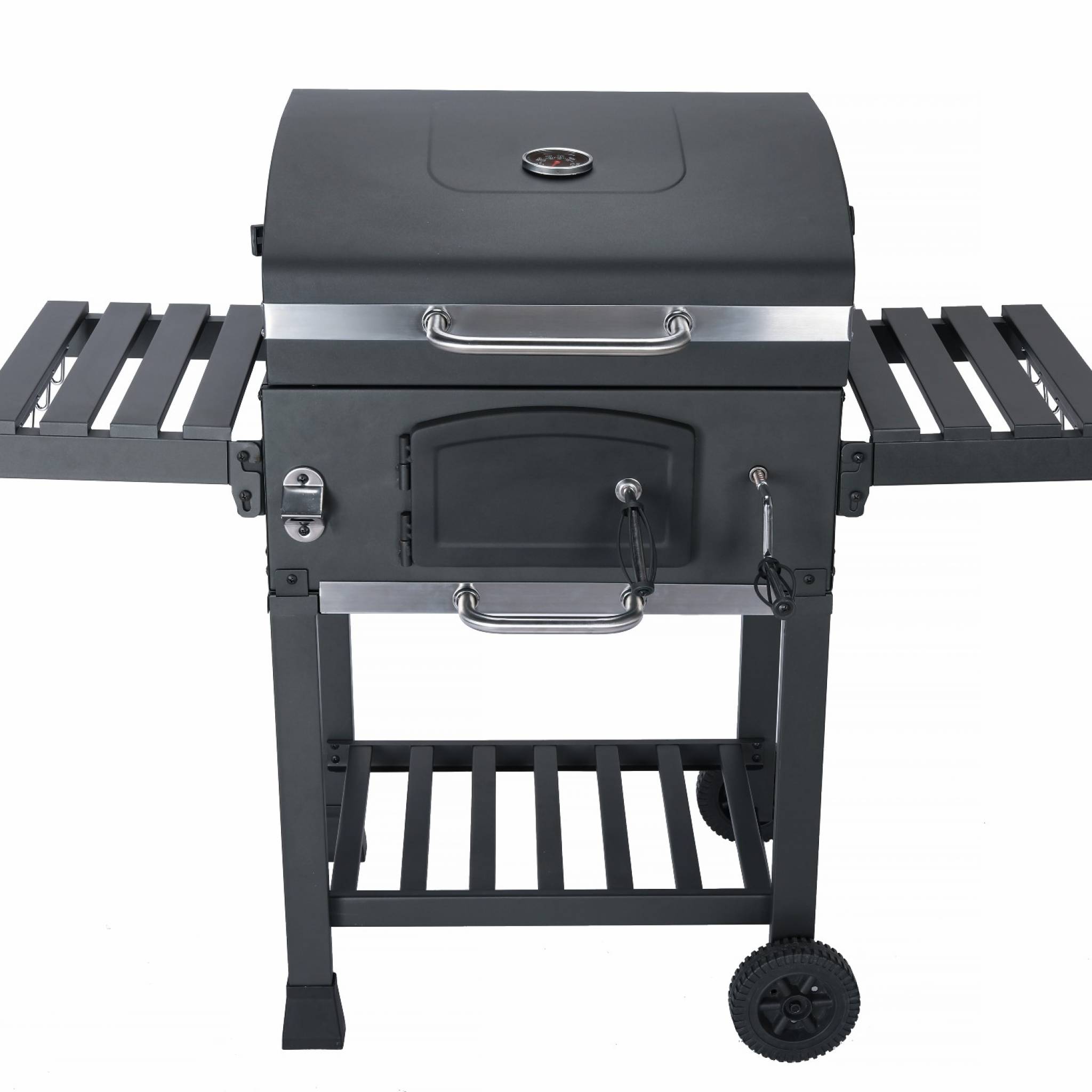 sweeek - Barbacoa de carbón premium, Bernard, Negro, 122x65x103.5 cm