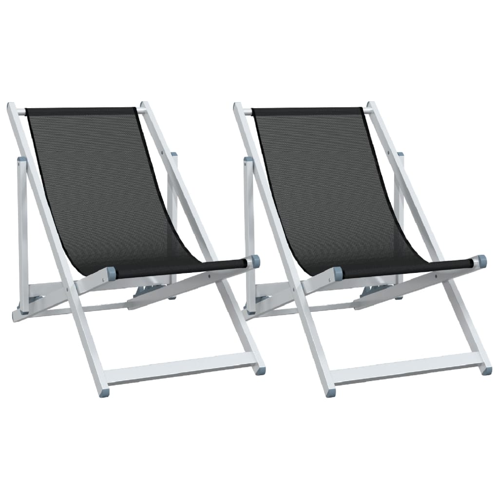 vidaXL Sillas de playa plegables 2 uds aluminiotextilene
