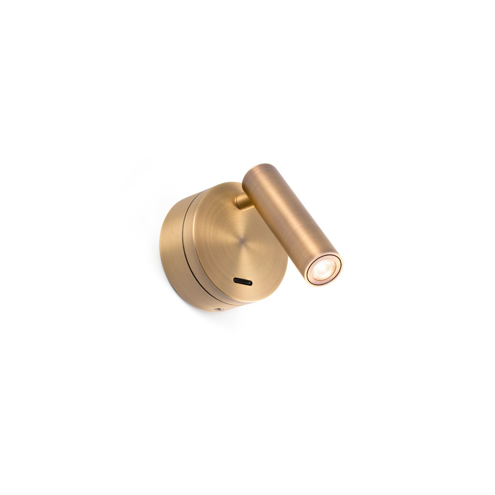 Faro Barcelona - Aplique de pared con brazo LED integrado de 3W - Metal pintado, dormitorio, 95lm, 3000K - Bronce