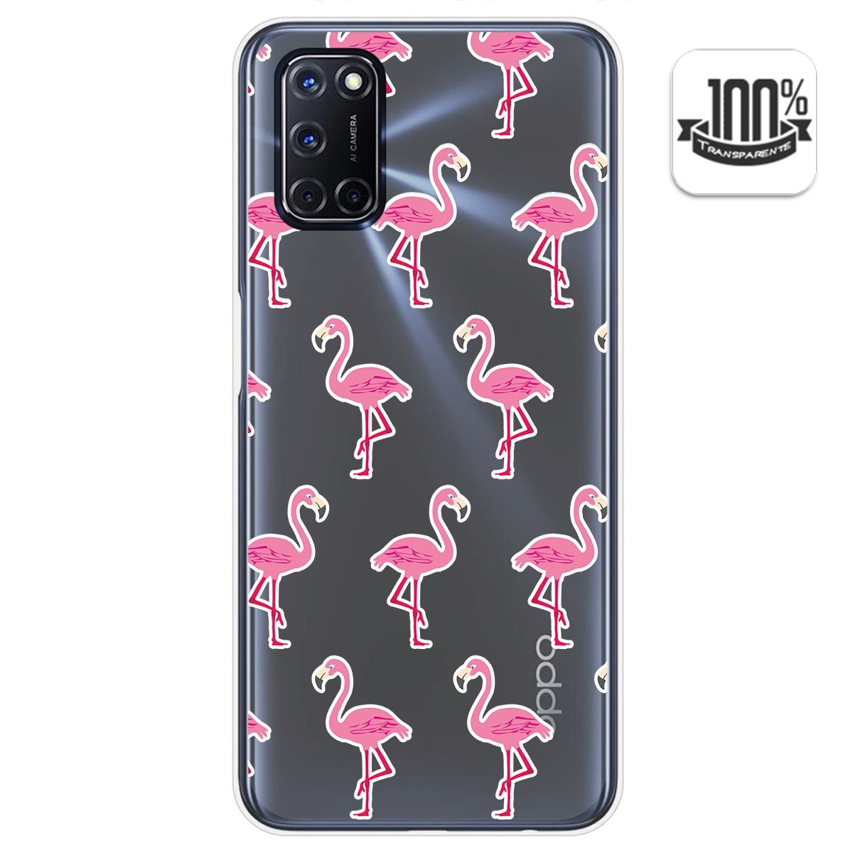 Tumundosmartphone Funda Gel Transparente para Oppo A52 / Oppo A72 diseño Flamenco Dibujos