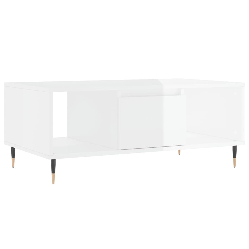 vidaXL Mesa de centro madera contrachapada blanco brillo 90x50x36,5 cm