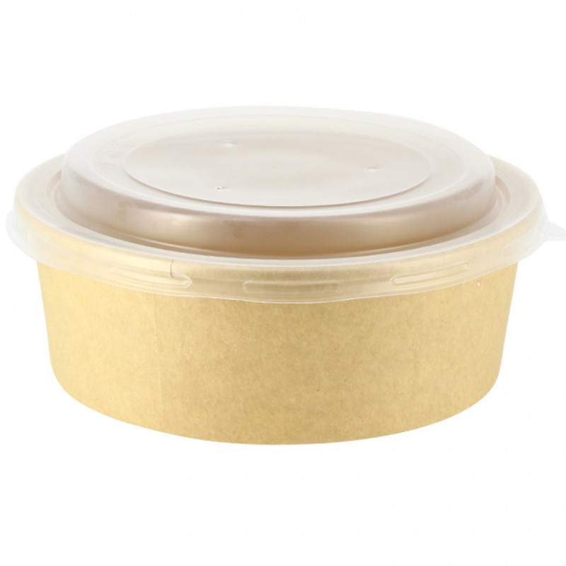 200 Uds. Ensaladera de cartón kraft con tapa PP (1250cc) | Ref: ENS022K