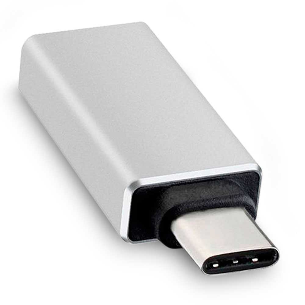 Ociodual Adaptador de USB 3.0 Hembra a Tipo C Macho Función On The Go Plata para Teléfonos Smartphones Tablets Convertidor OTG