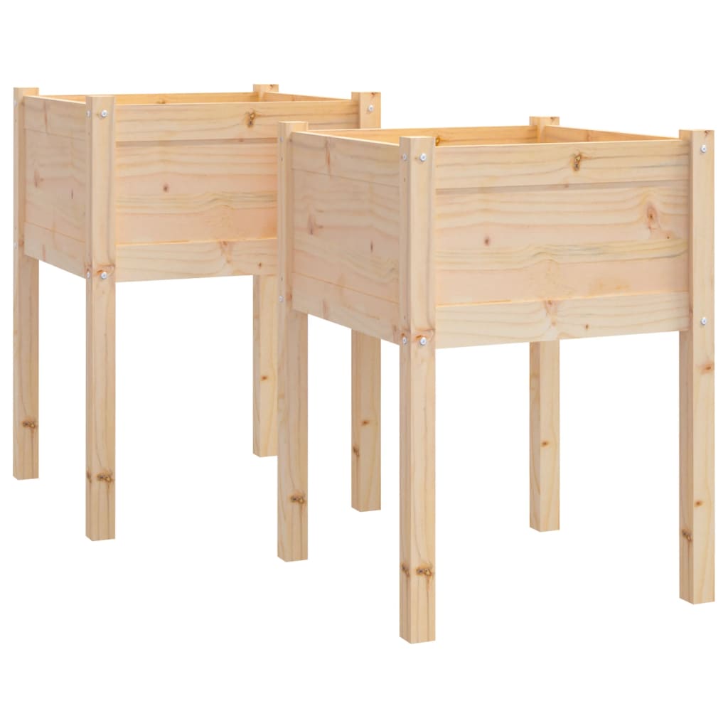 vidaXL Jardineras 2 uds madera maciza de pino 50x50x70 cm Color Natural,  Blanco,  Gris y mas