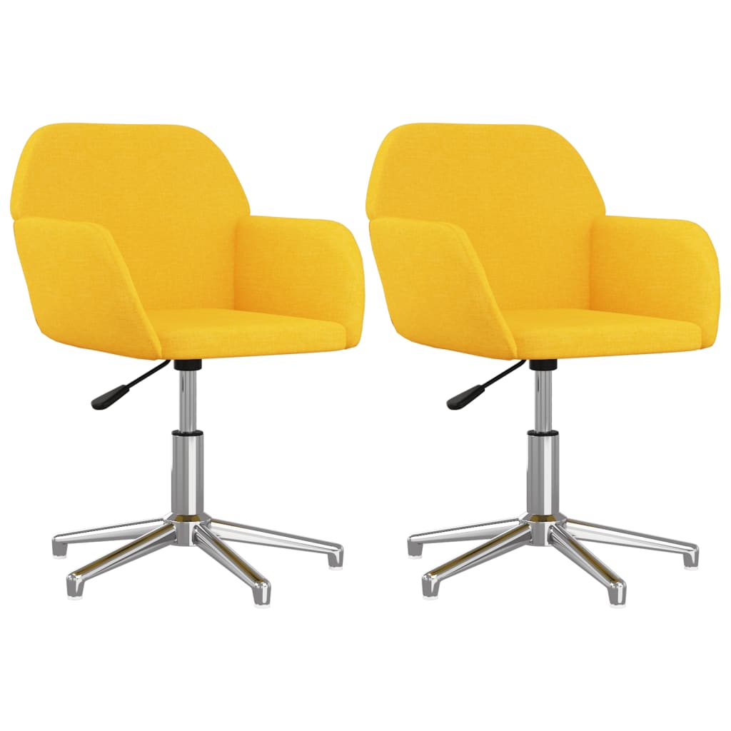 vidaXL Sillas de comedor giratorias 2 unidades tela amarillo mostaza