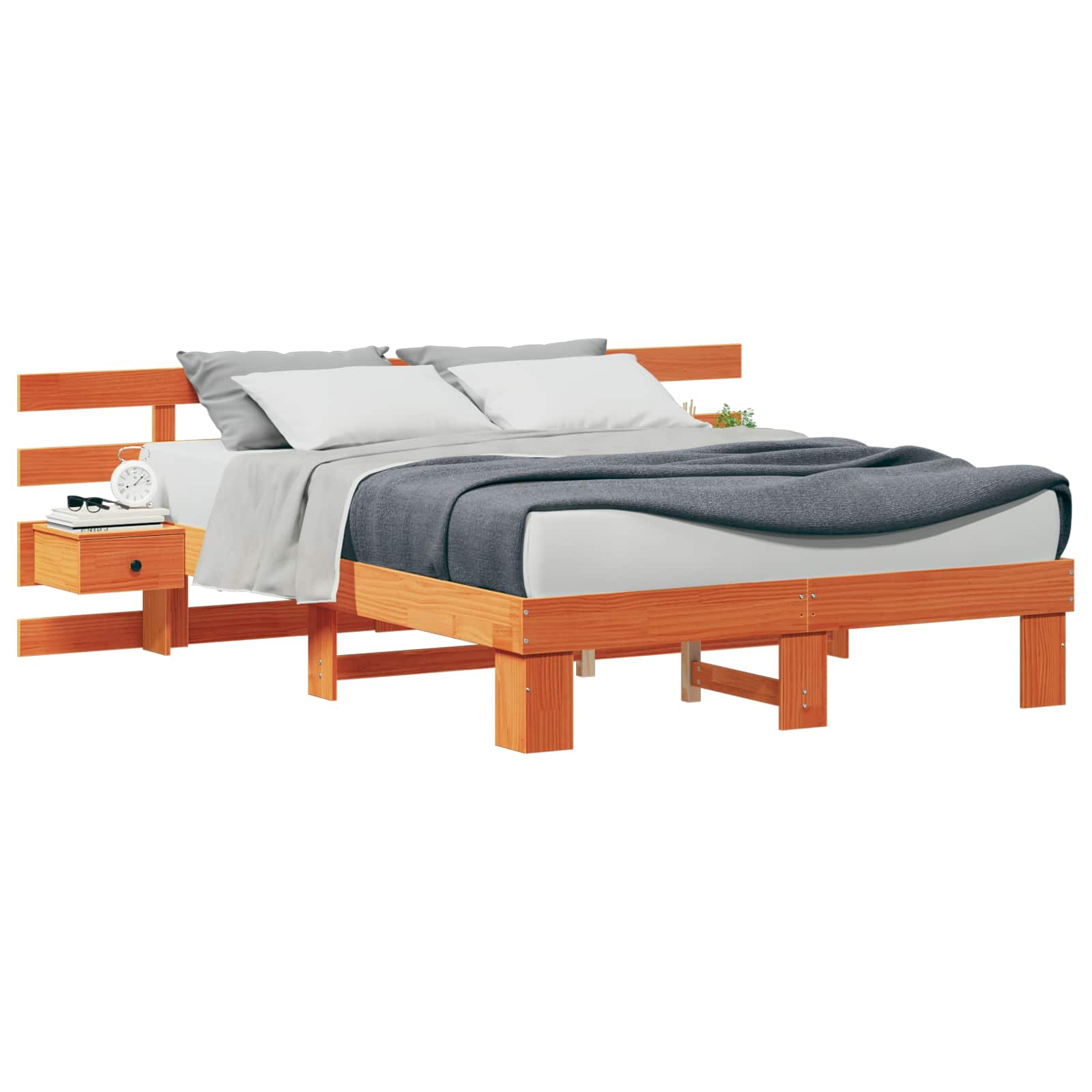 vidaXL Estructura de cama con cabecera Madera de pino macizo Cama Plataforma Multitalla