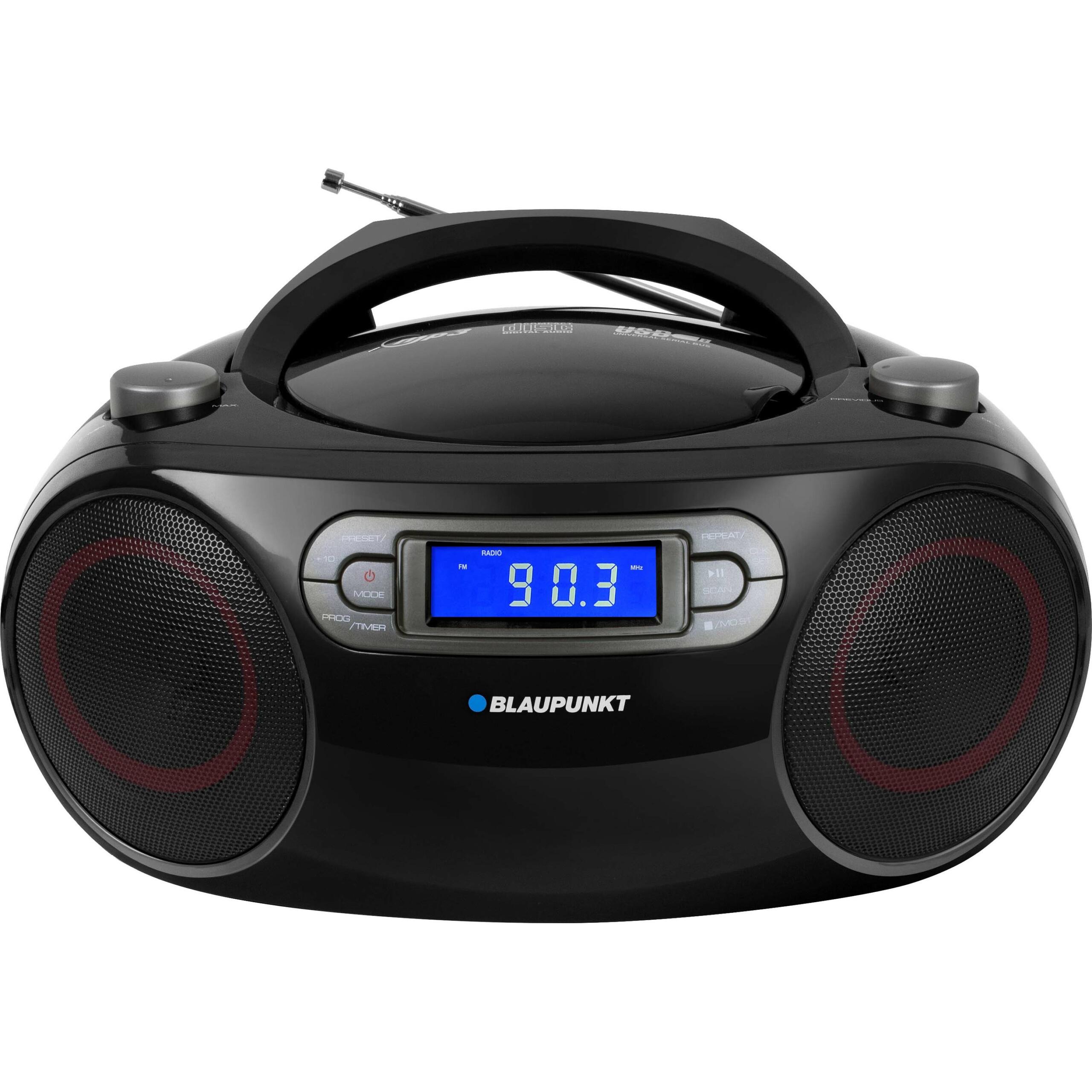 Radio portátil con radio FM, CD, MP3, USB y auxiliar BB18BK - BP-BB18BK