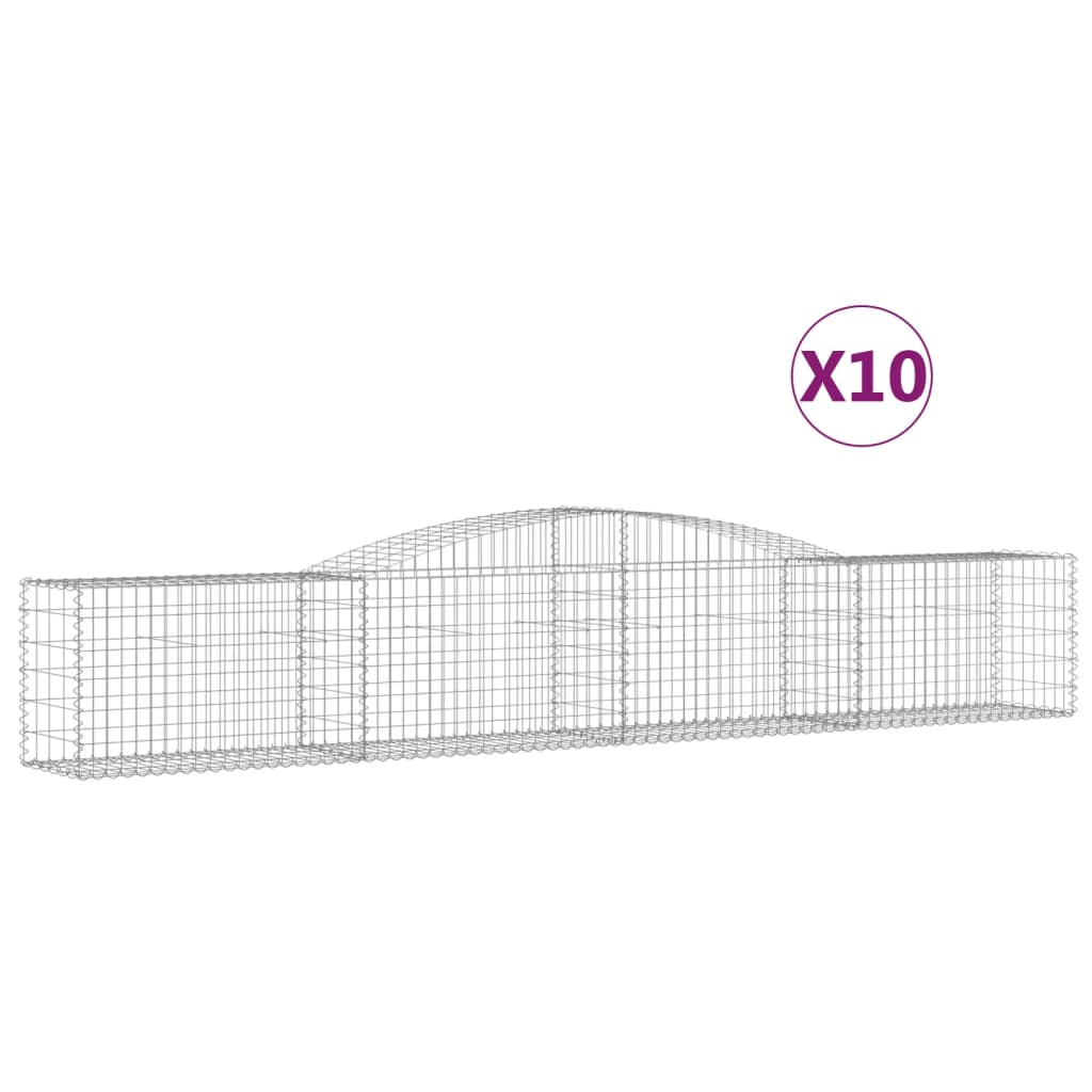vidaXL Cestas de gaviones 10 uds forma de arco hierro Dimensiones 300 x 30 x 60/80 cm,  300 x 30 x 100/120 cm,  300 x 50 x 60/80 cm y mas