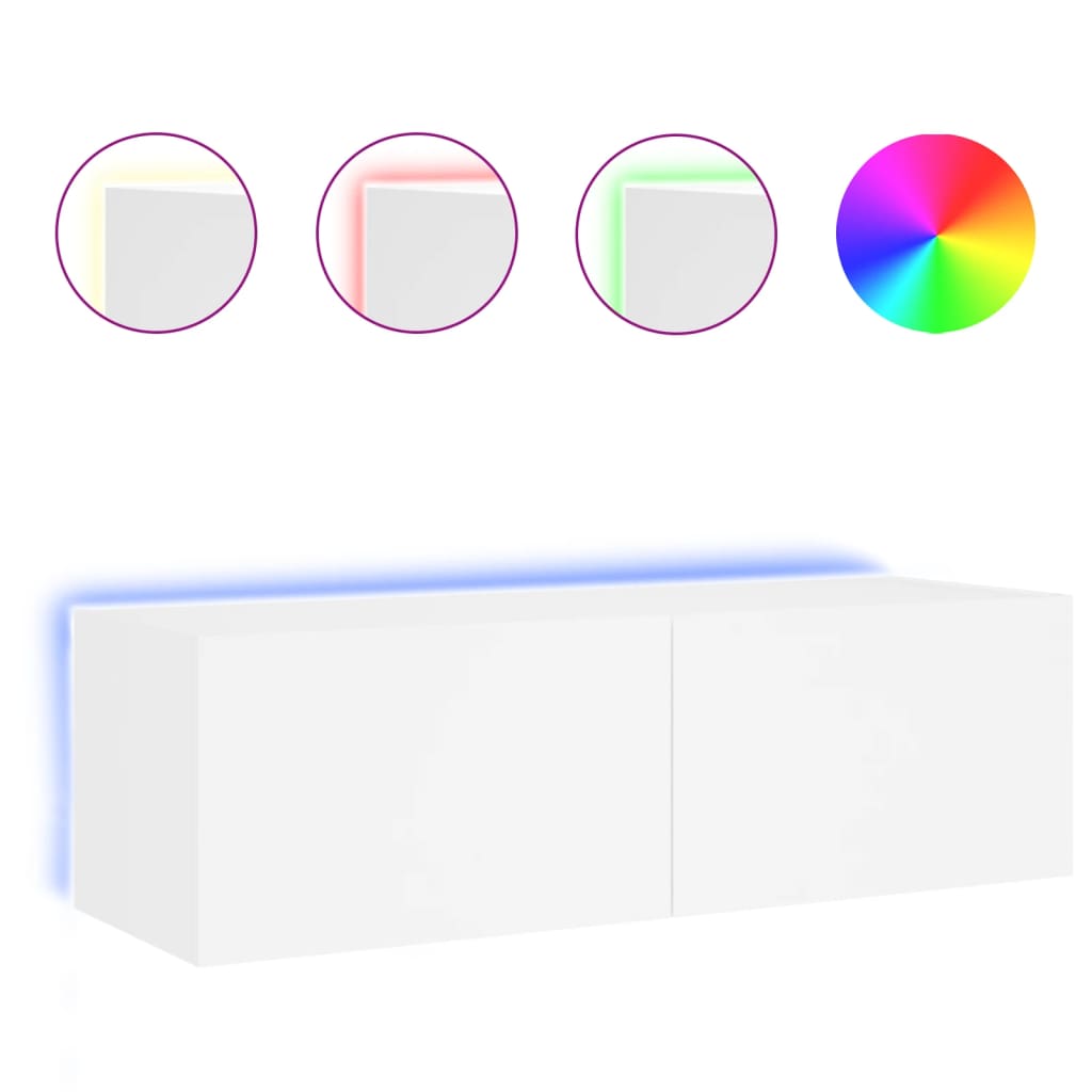 vidaXL Mueble de TV de pared con luces LED blanco 100x35x31 cm