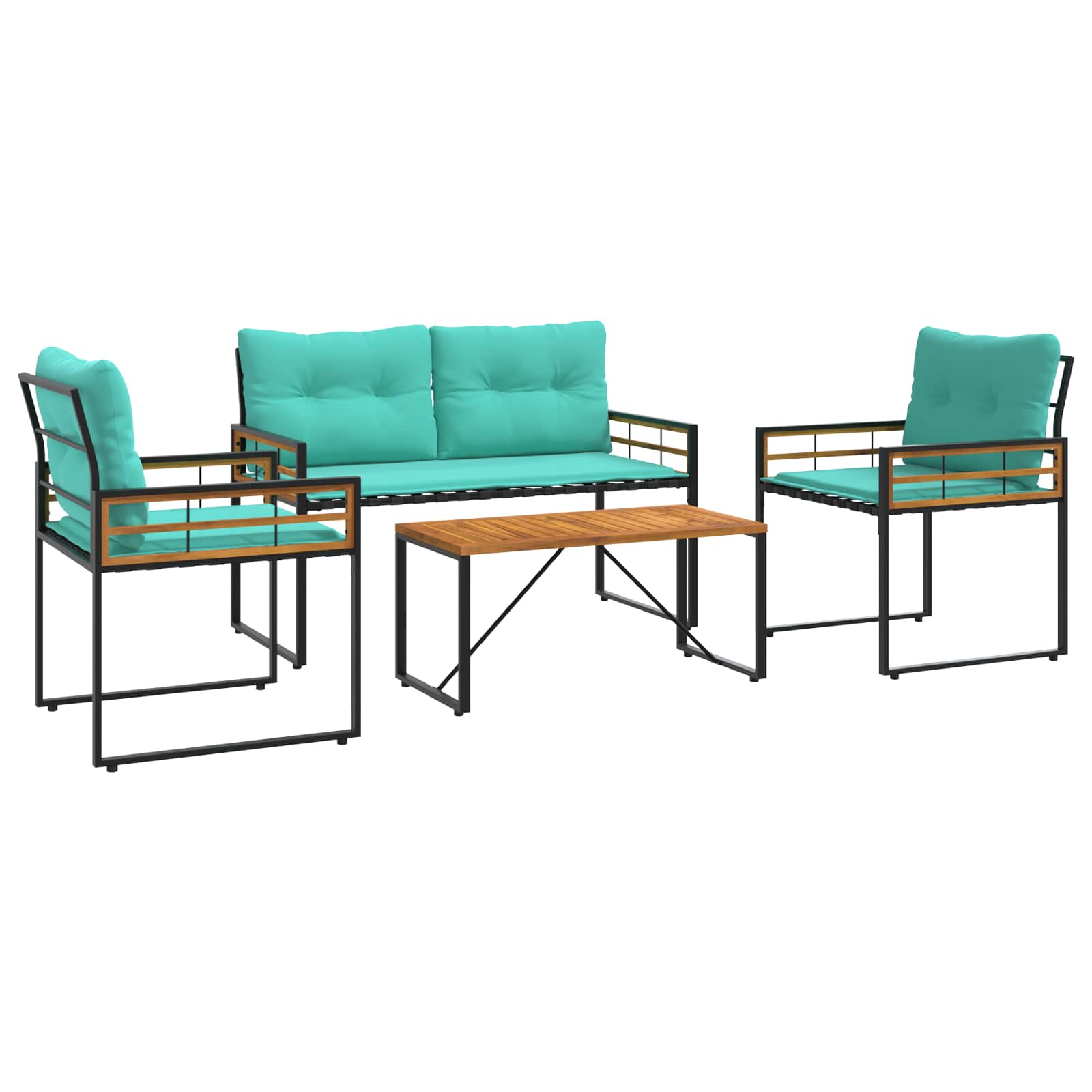 vidaXL Juego de muebles de exterior con cojín 4 pcs