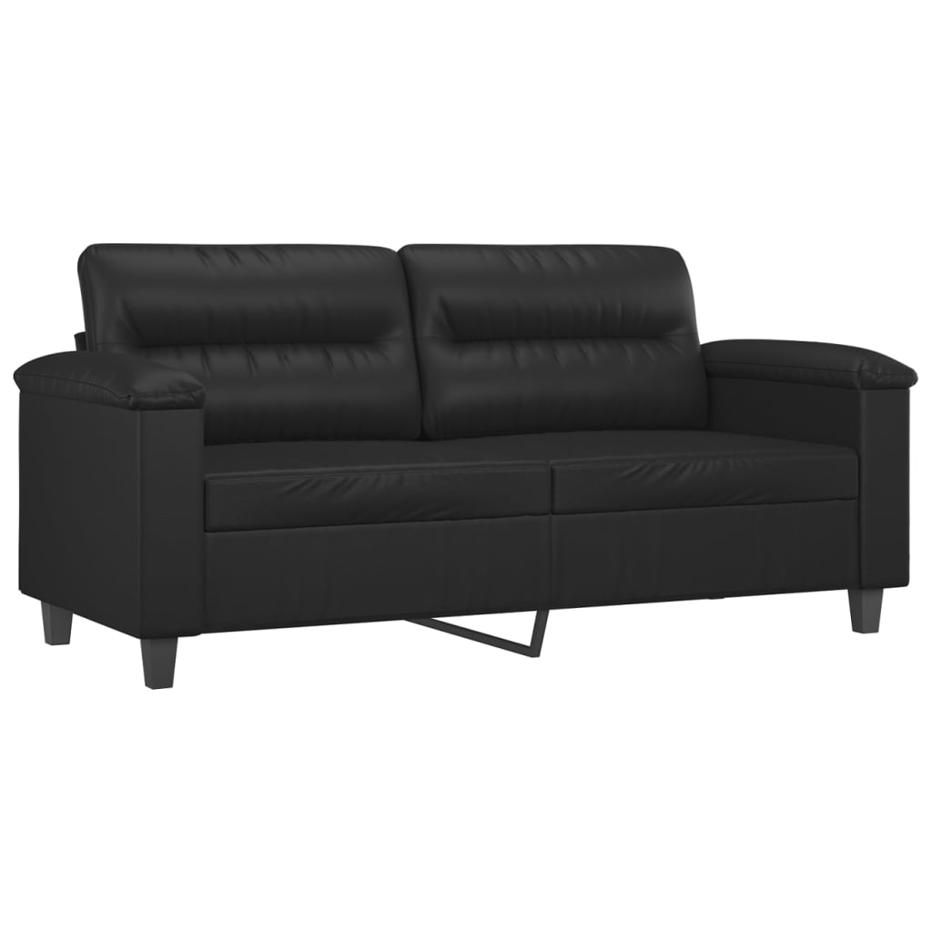 vidaXL Sofá de 2 plazas de cuero sintético negro 140 cm