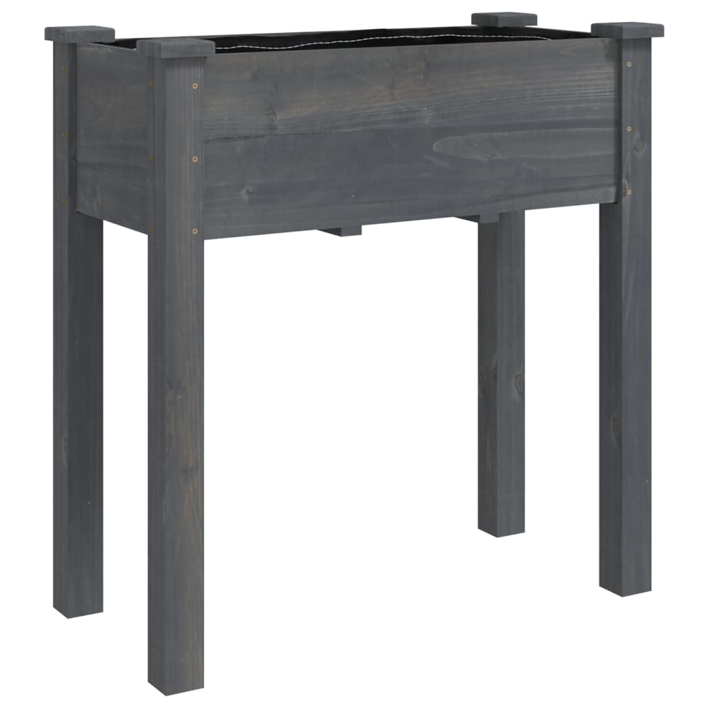vidaXL Jardinera con forro interior madera maciza de abeto 71x37x76 cm Color Marrón claro,  Marrón,  Gris y mas