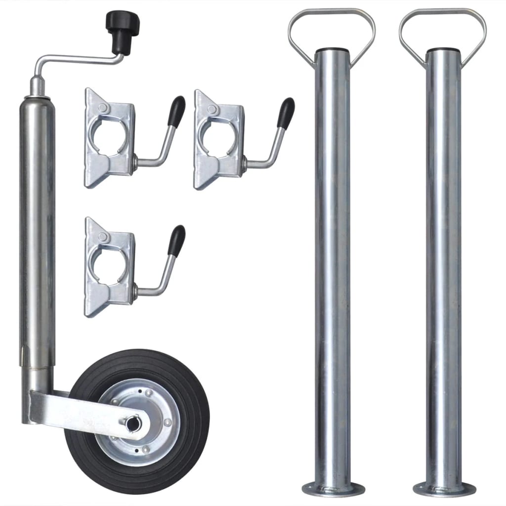 vidaXL Rueda jockey de remolque con 2 soportes 1 abrazadera dividida