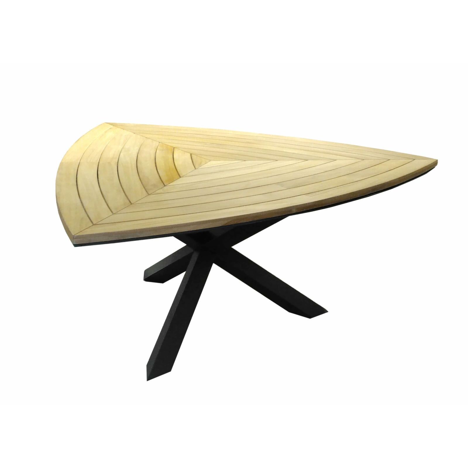 SINED Tavolo de jardín triangular en teca y aluminio antracita ideal para 6 personas resistente y elegante perfecto para cualquier espacio exterior modelo Superga