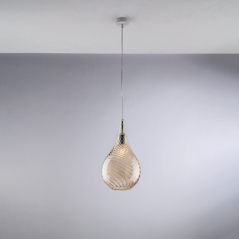 Araña Moderna Pluvia Ámbar 1 Luz E27
