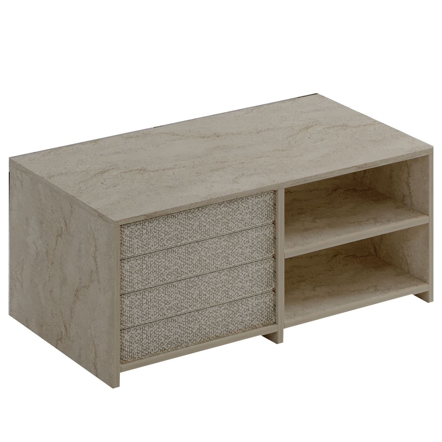 Habitat y Jardin - Mesa baja de madera "Gord" - 90 x 45 x 44 cm - Travertino