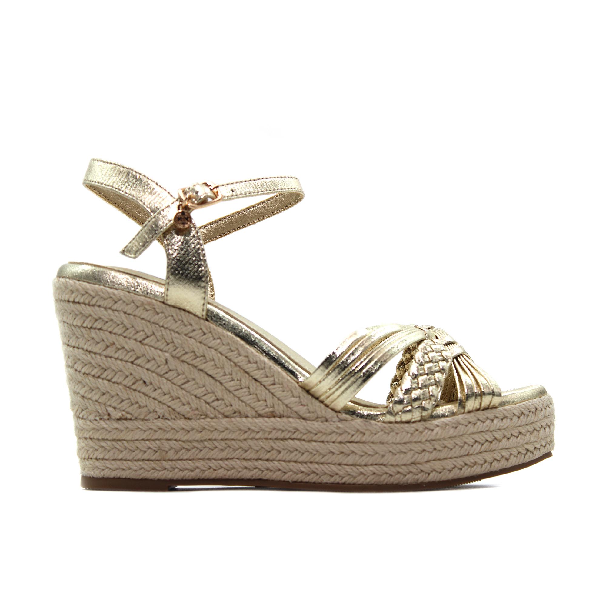 Xti 145420 Sandalias de esparto,cuña y plataforma,lisa,espadril,alpargata,cierre con hebilla,de tiras para señora