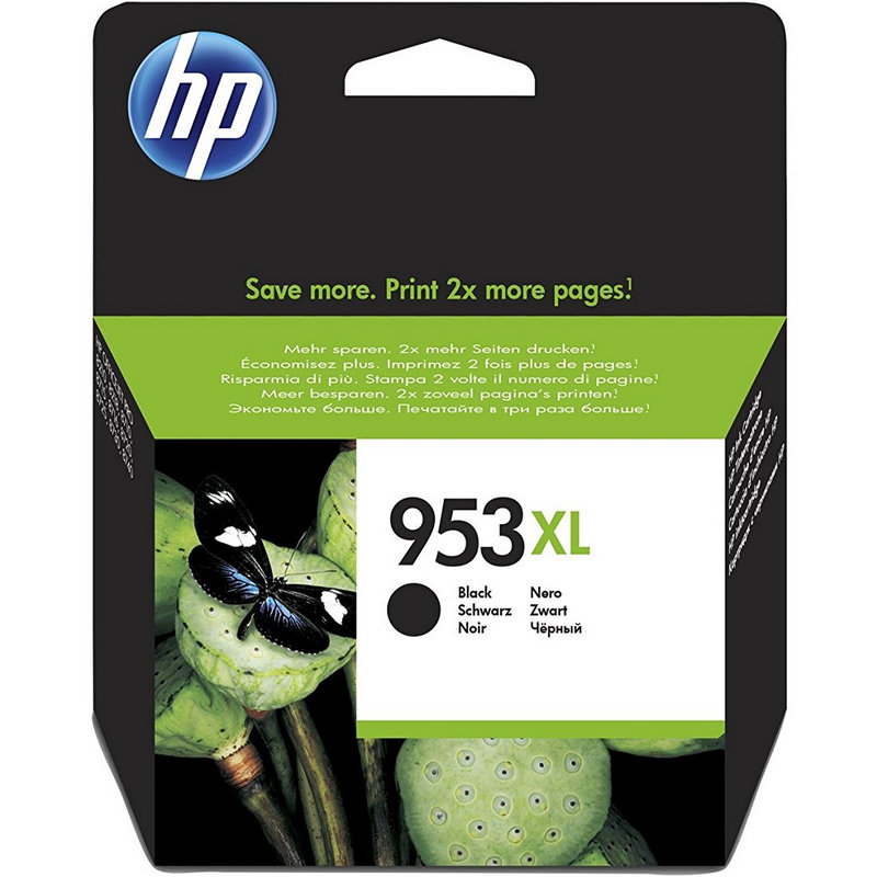 HP 953XL Original Black Ink Cartridge, high-capacity with 42.5ml, yields 2000 pages, compatible with HP OfficeJet Pro models, ideal for reliable professional quality printing at an affordable price.
