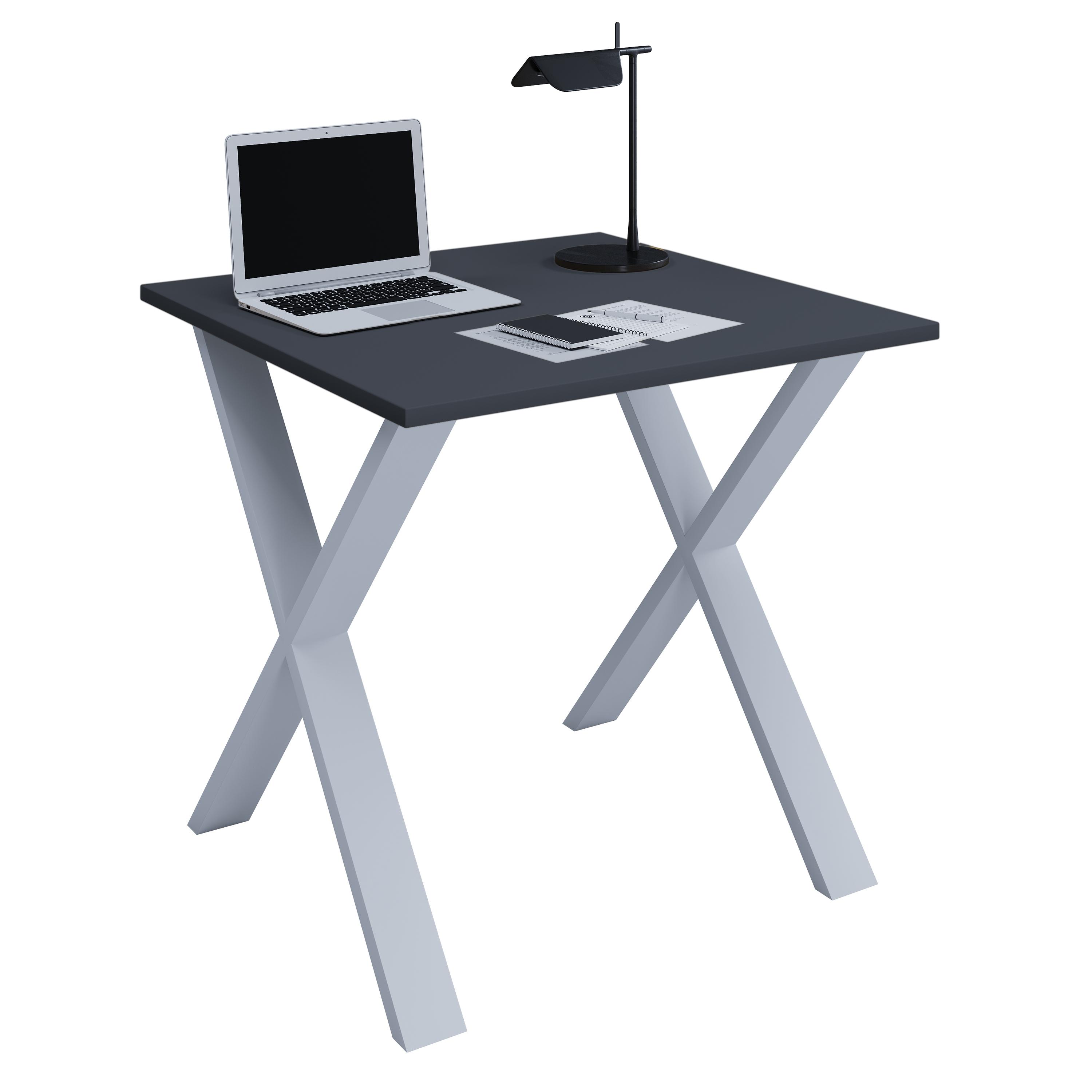 Holz Schreibtisch | H. 76 x B. 80 x T. 80 cm | Computertisch schlicht | Füße aus hochwertigem Metall | Arbeitstisch | Büromöbel - Lona X