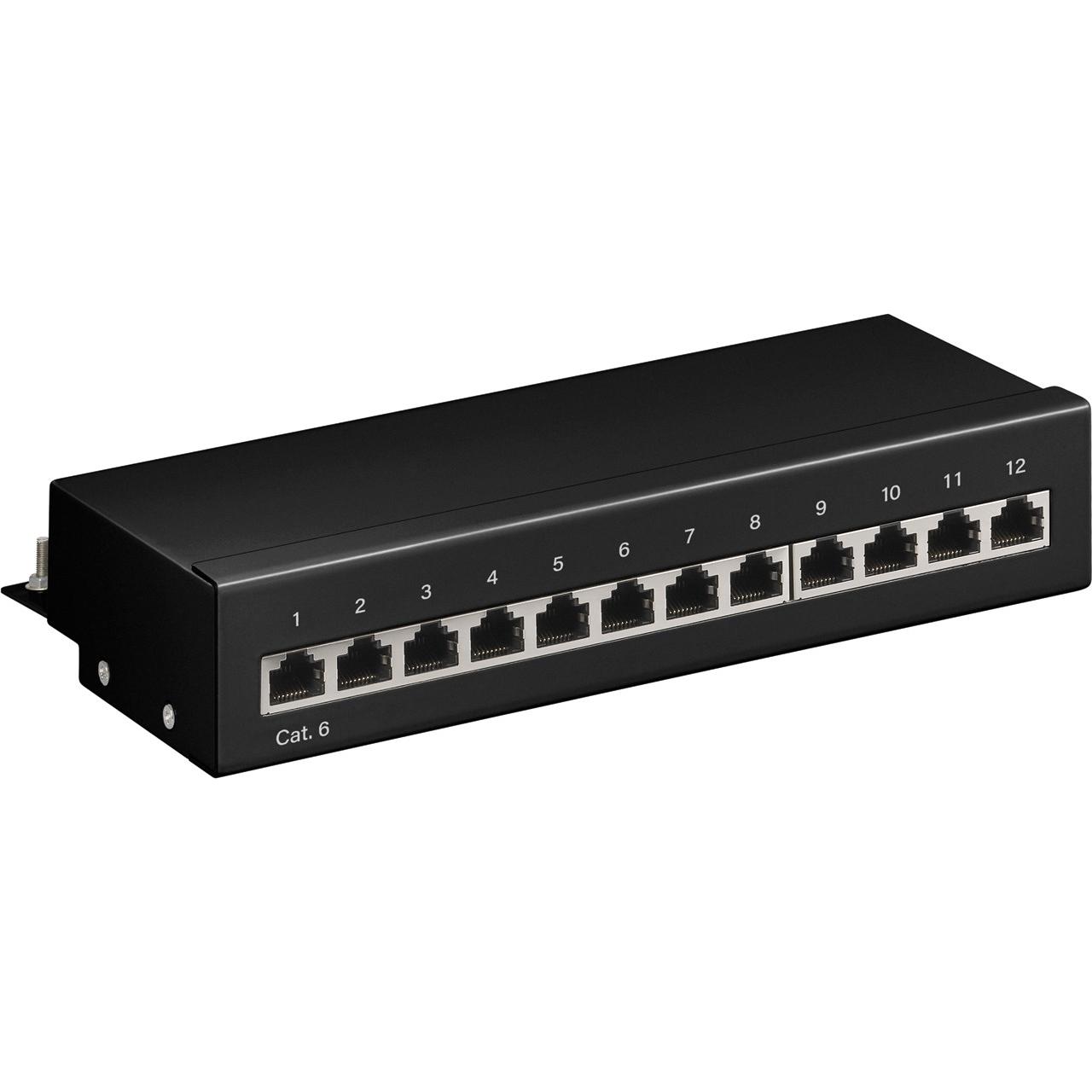 Goobay i-pp 12-e-c6b – Patch Panel de 12 puertos Cat. 6 STP negro