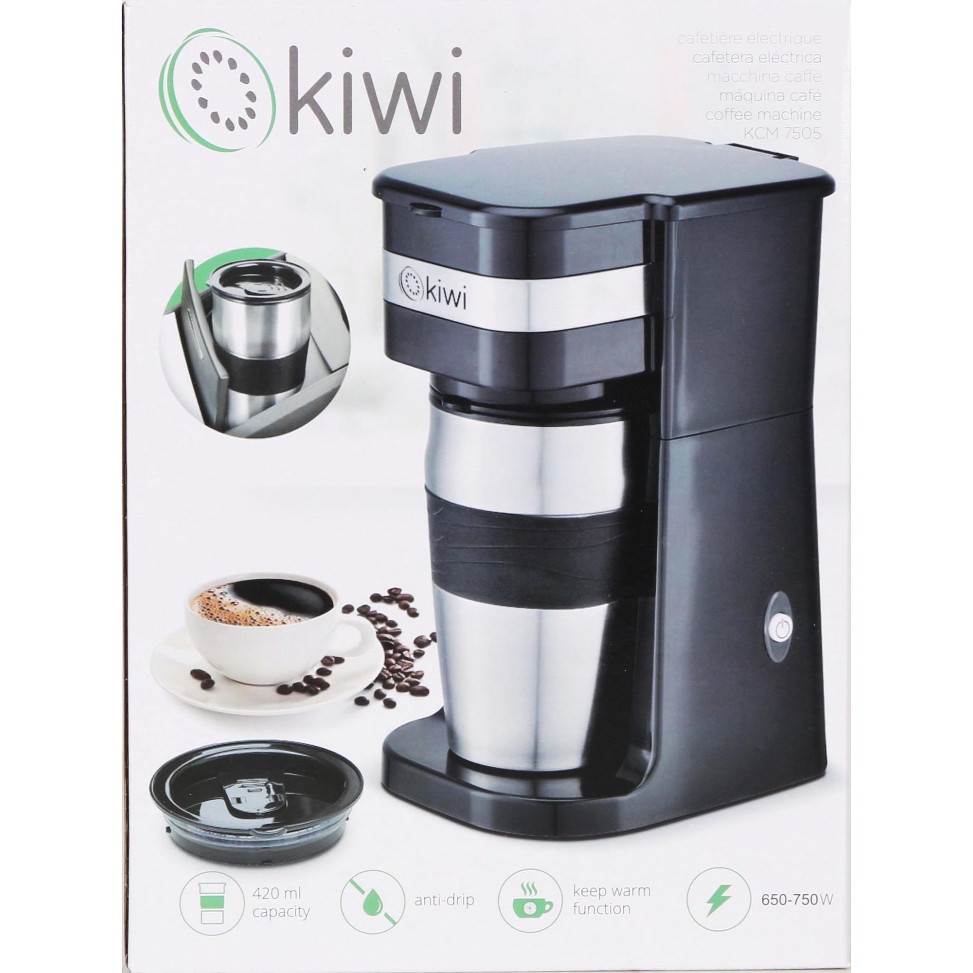 Kiwi - Cafetera Portátil Kiwi C/Mug Take Away 420cc 700W