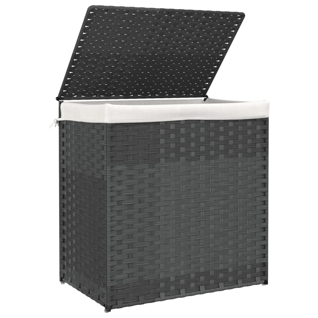 vidaXL Cesto de Ropa Sucia con 2 Secciones Cesta Baño Ratán Sintético Color Marrón oscuro,  Gris,  Natural y mas