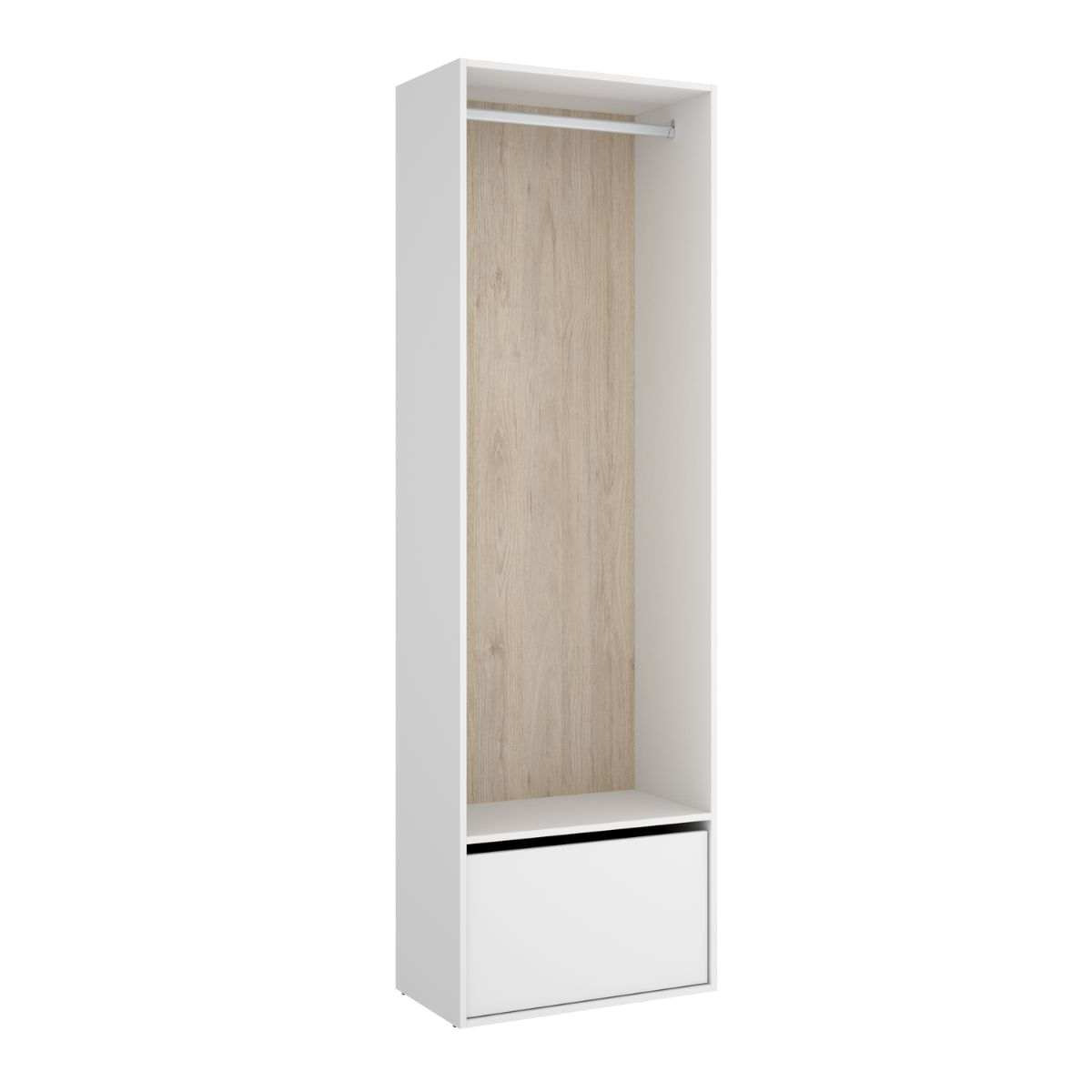 Armario vestidor Suit reversible con barra para colgar + zapatero blanco 205x60x45 cm