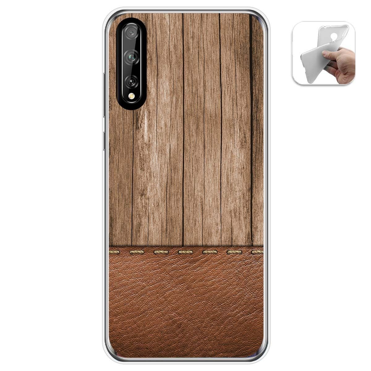 Tumundosmartphone Funda Gel Tpu para Huawei P Smart S / Y8p diseño Madera 09 Dibujos