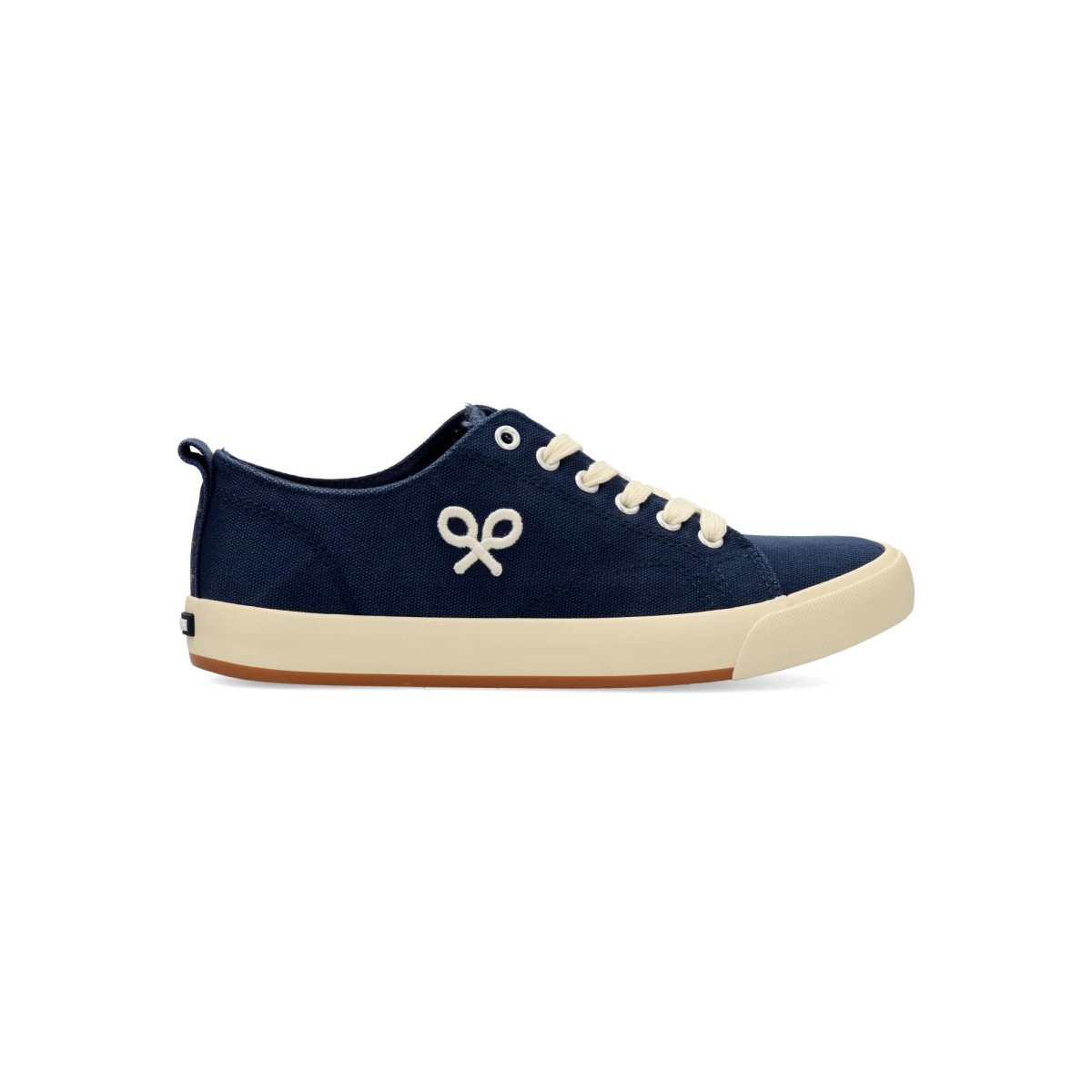 Silbon - Zapatillas clásicas de lona para hombre con plantilla acolchada, bordado lateral de raqueta y cierre con cordones