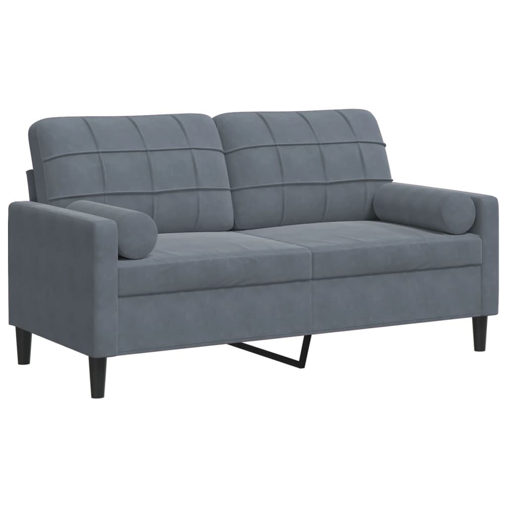 vidaXL Sofá de 2 plazas con cojines terciopelo gris oscuro 140 cm