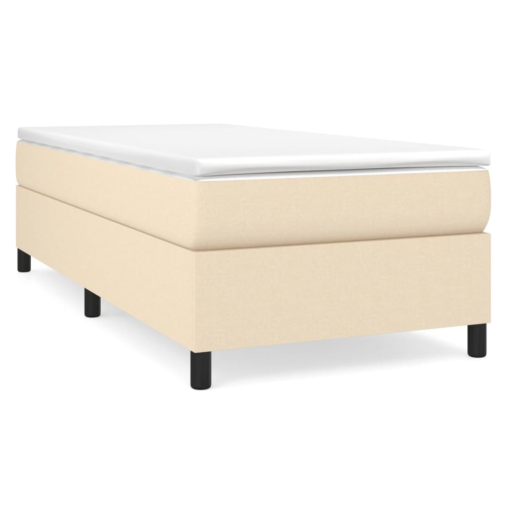 vidaXL Estructura de cama con somier tela crema 90x200 cm