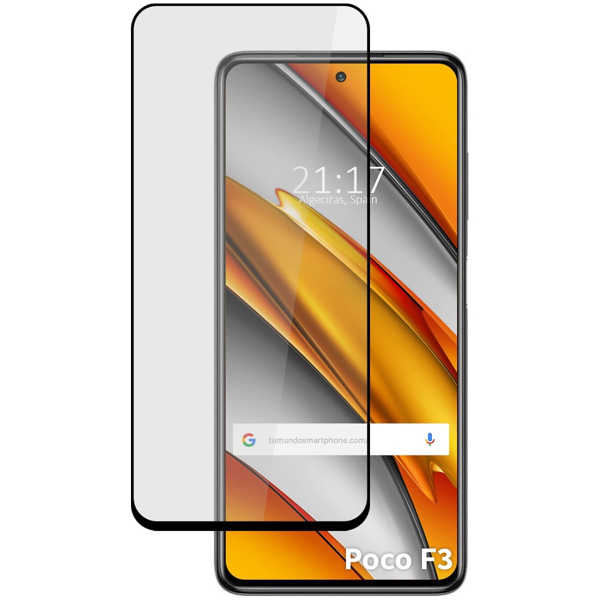 Tumundosmartphone Protector Cristal Templado Completo 5D Full Glue Negro para Xiaomi POCO F3 5G / Mi 11i 5G