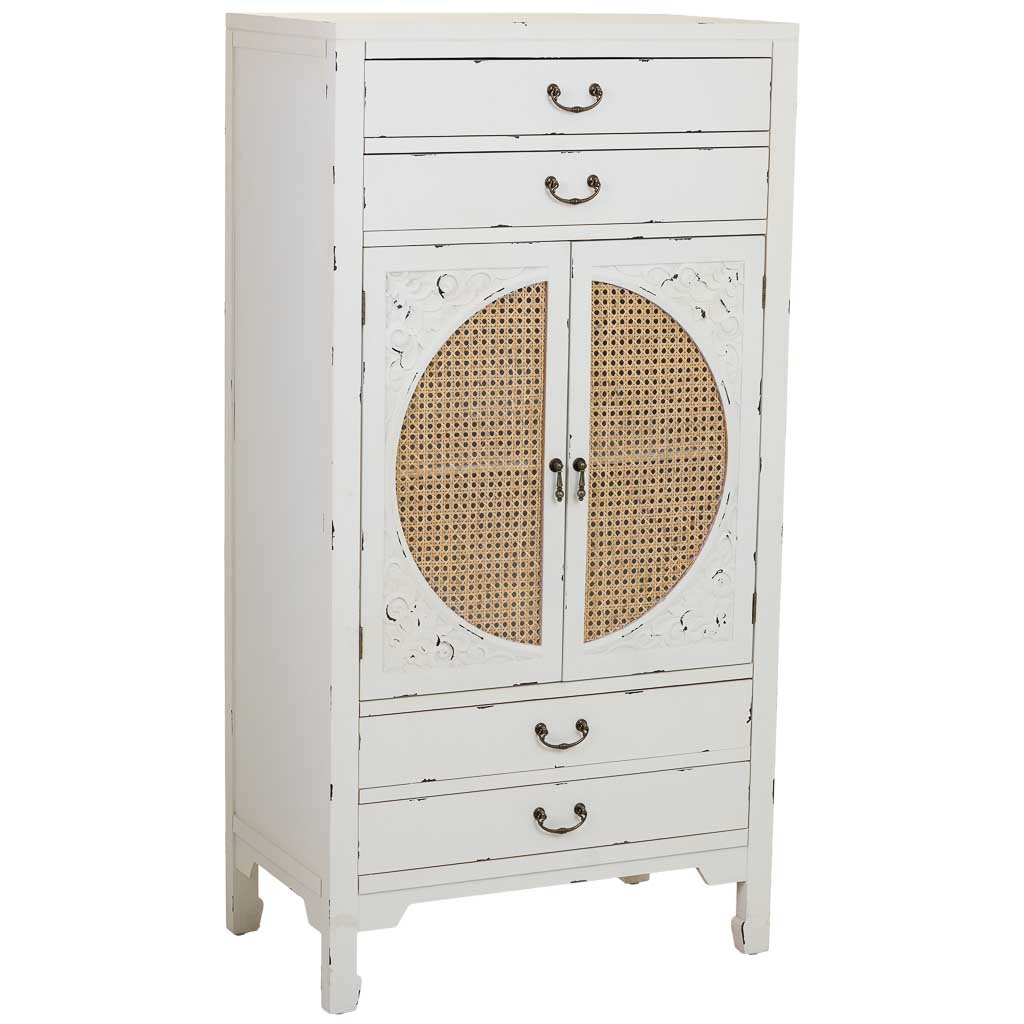 Wonderlust Deco - Armario de madera blanco 70x40x135 Blanco 70x40x135h cm