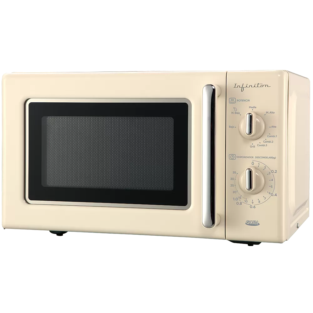 Infiniton MWRC21 - Microondas 20L y 700W con Grill, Función Descongelar, Luz Interior, Color Crema