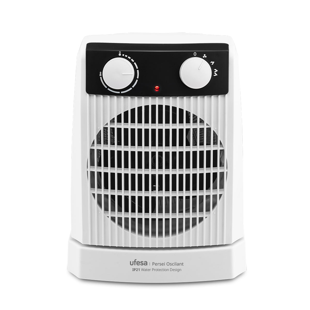 Ufesa - Calefactor eléctrico Persei Oscilant de 2000 W con base oscilante, protección IP21 contra humedad y termostato regulable para baño o espacios pequeños