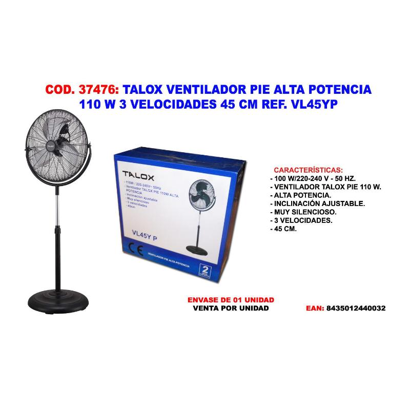 Talox ventilador pie alta potencia 110w 3ve 45 ct vl45yp-fes-45a